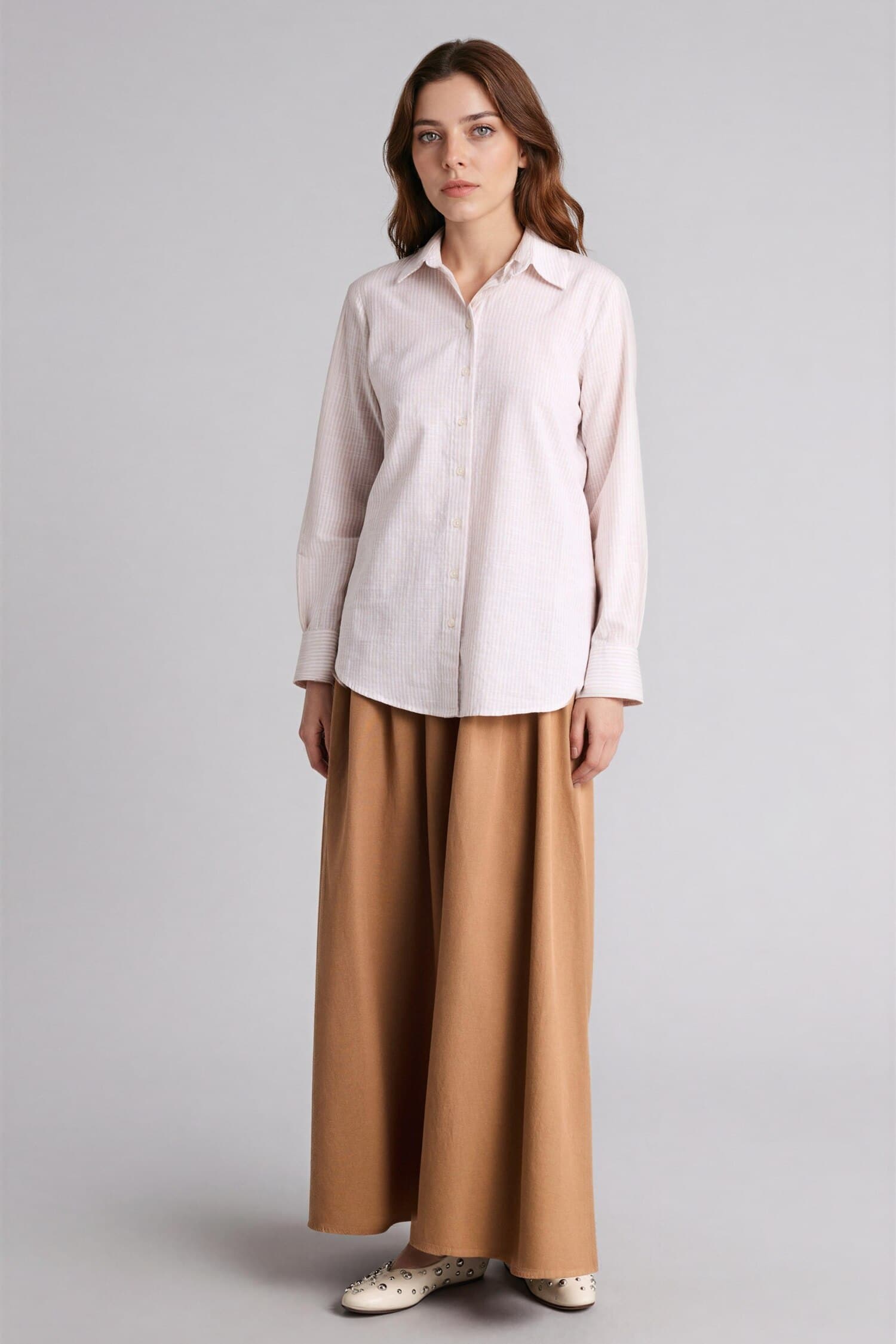 A-Line Cotton Linen Blend Maxi Skirt Secondary image