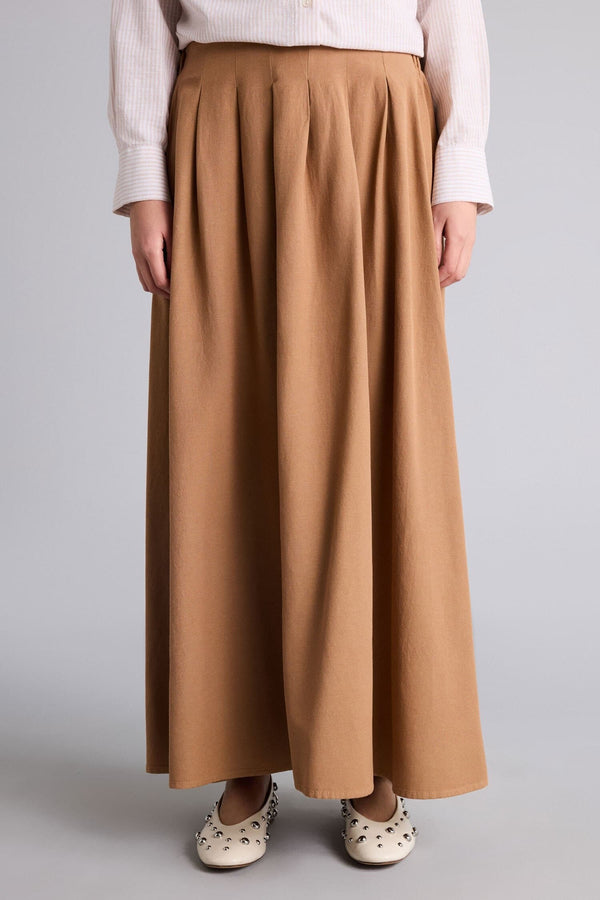 A-Line Cotton Linen Blend Maxi Skirt