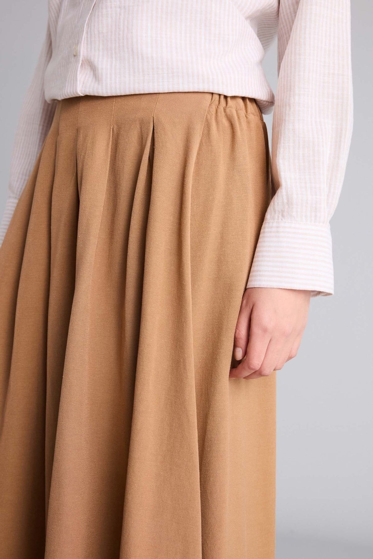 A-Line Cotton Linen Blend Maxi Skirt
