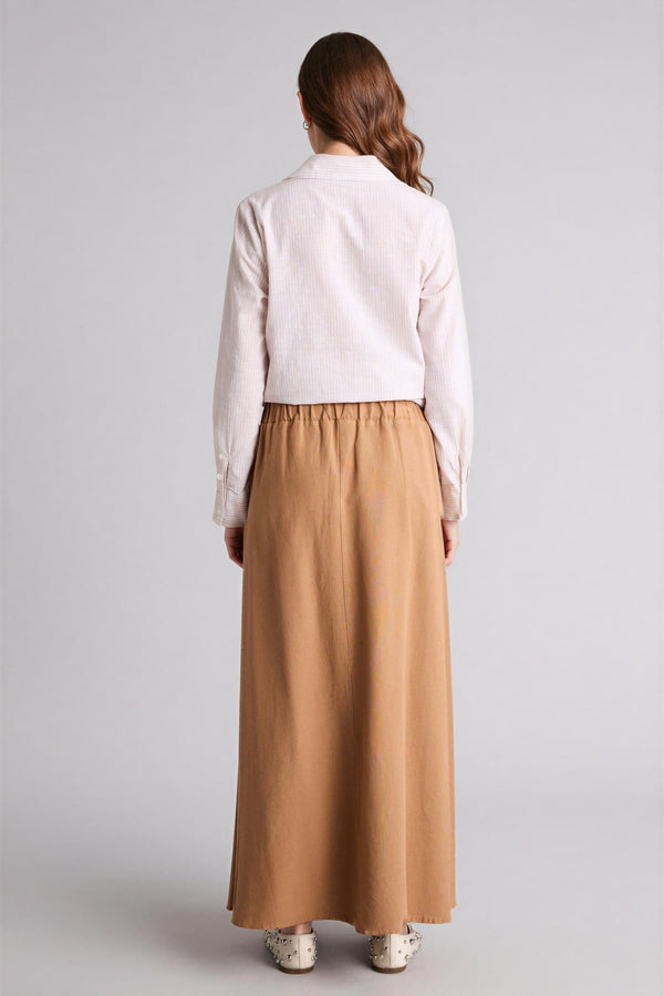 A-Line Cotton Linen Blend Maxi Skirt