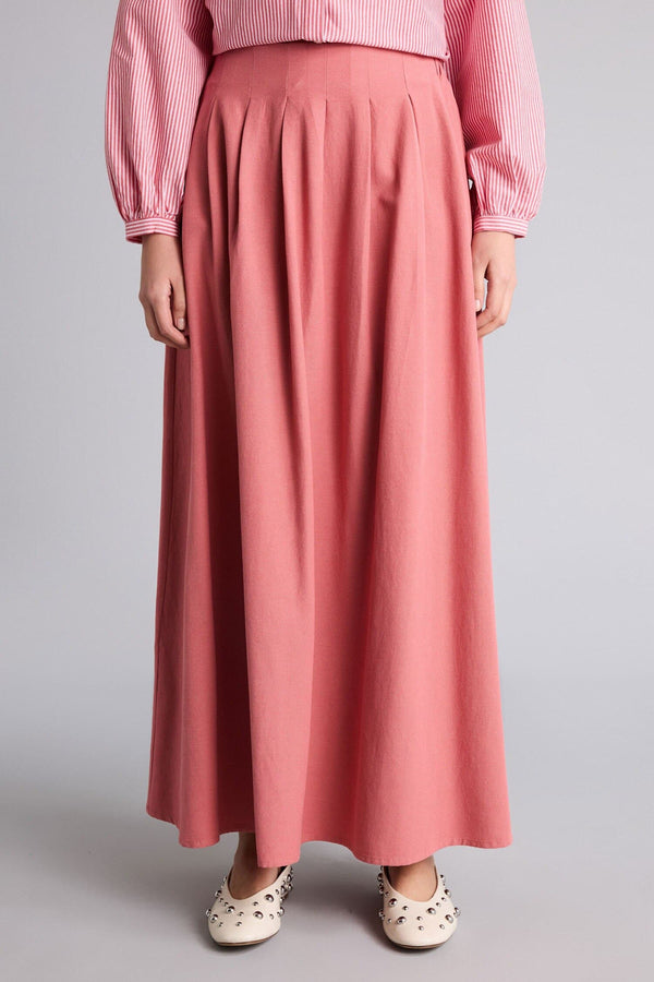 A-Line Cotton Linen Blend Maxi Skirt