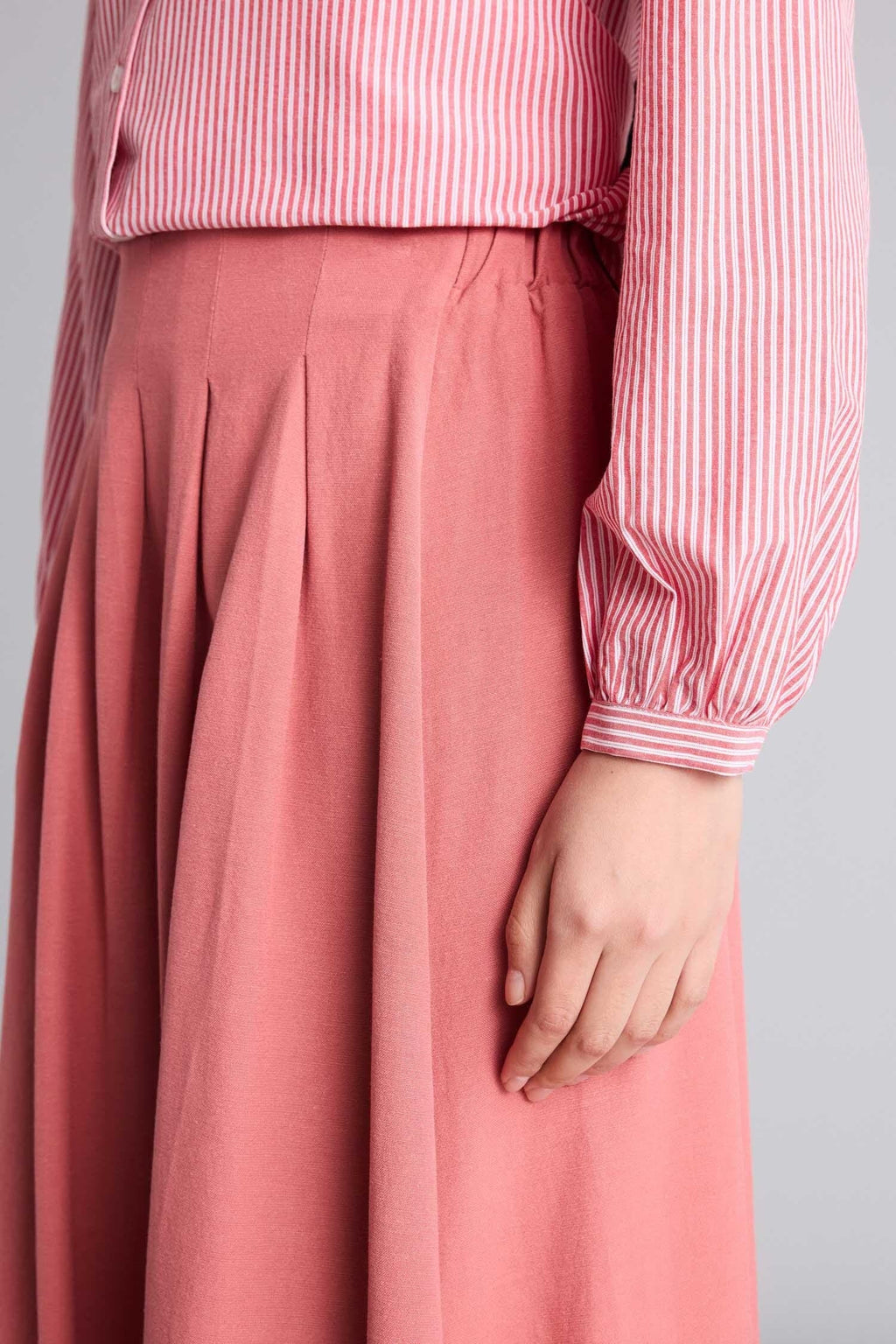A-Line Cotton Linen Blend Maxi Skirt