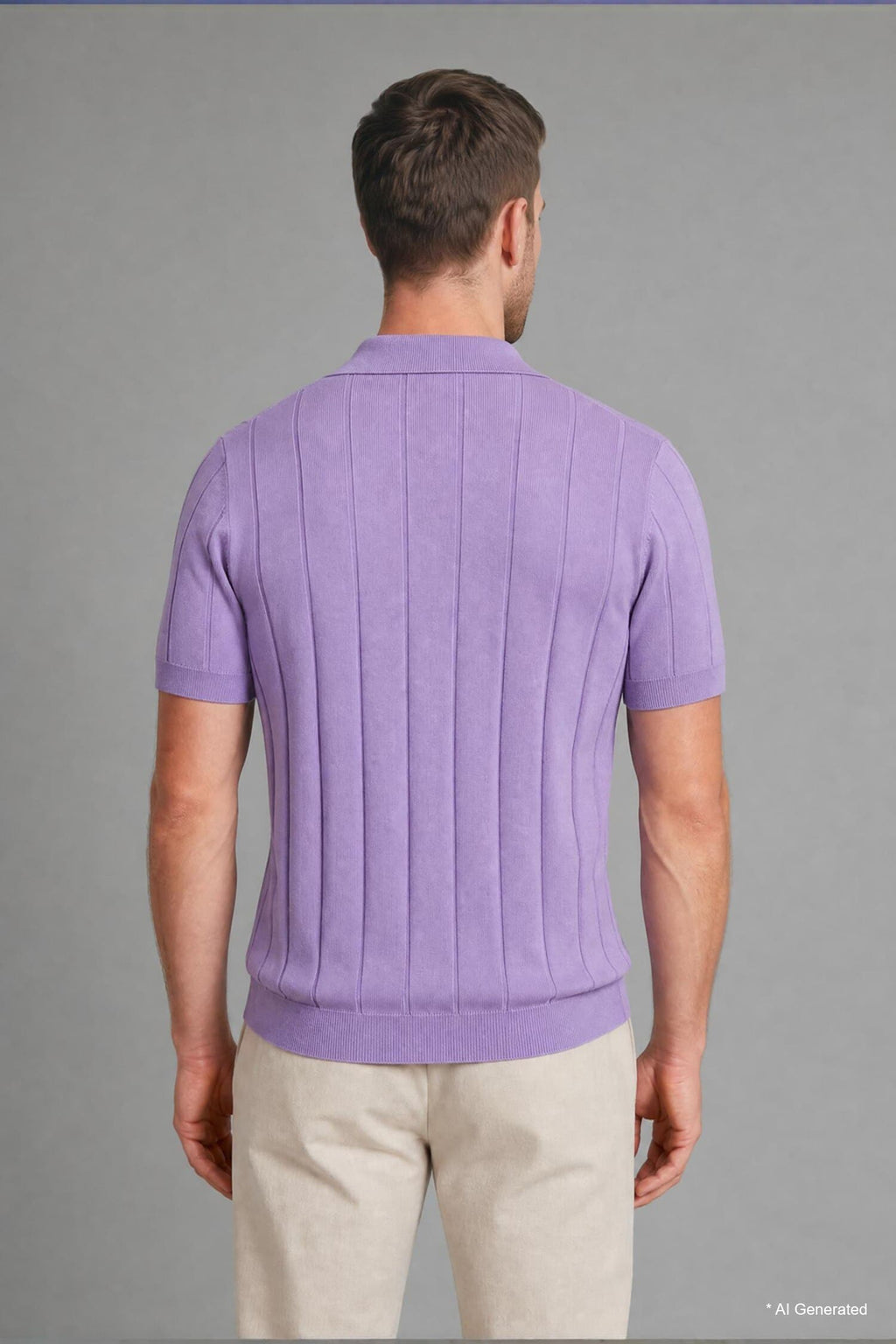 100% Cotton Standard Fit Short Sleeve Polo Violet Color Knitwear T-Shirt