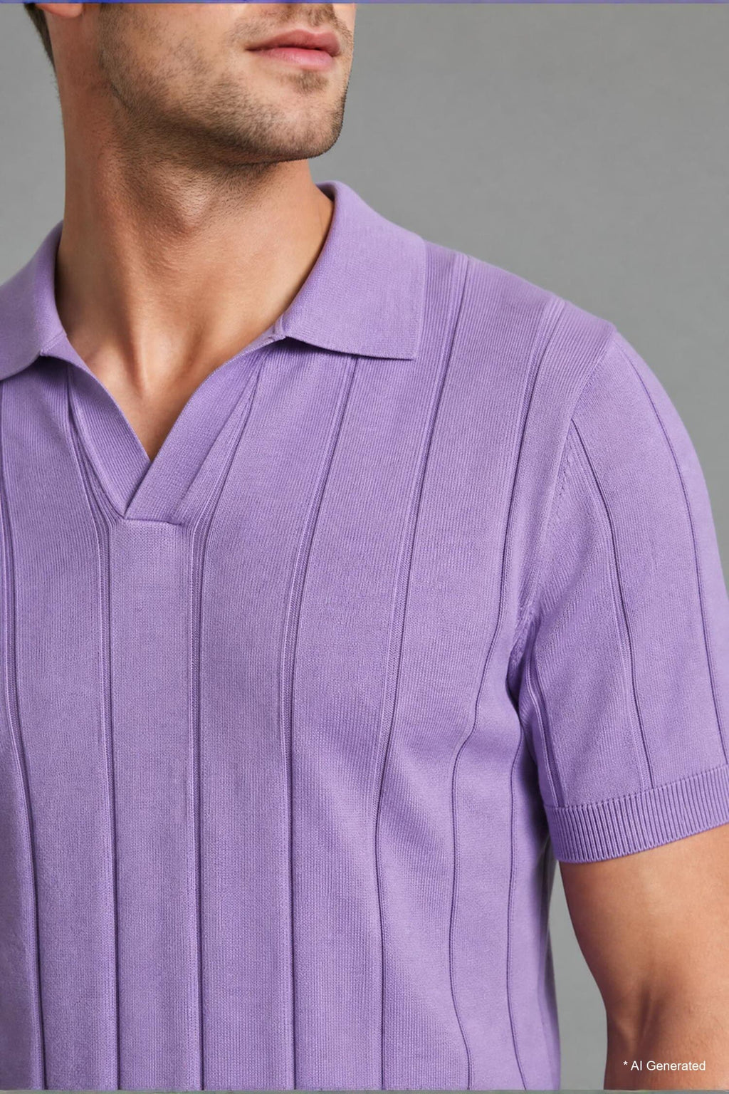 100% Cotton Standard Fit Short Sleeve Polo Violet Color Knitwear T-Shirt