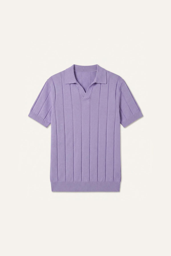 100% Cotton Standard Fit Short Sleeve Polo Violet Color Knitwear T-Shirt