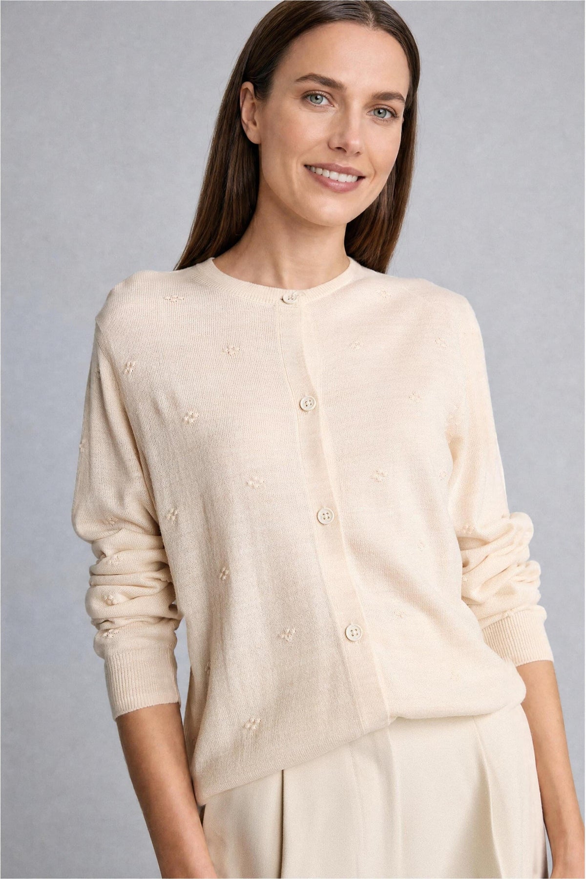 Regular Crew Neck Knitwear Cardigan