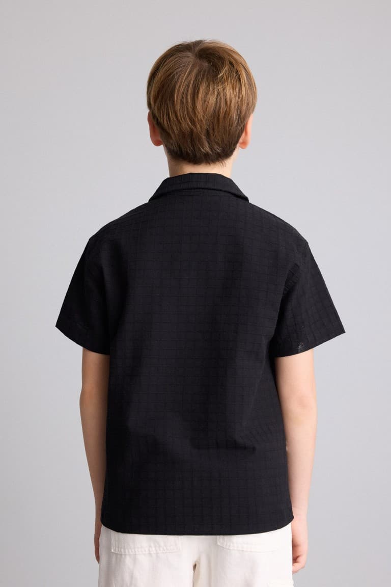 100% Cotton Regular Fit Polo Collar Tropical Patterned Short Sleeve Shirt for Boys