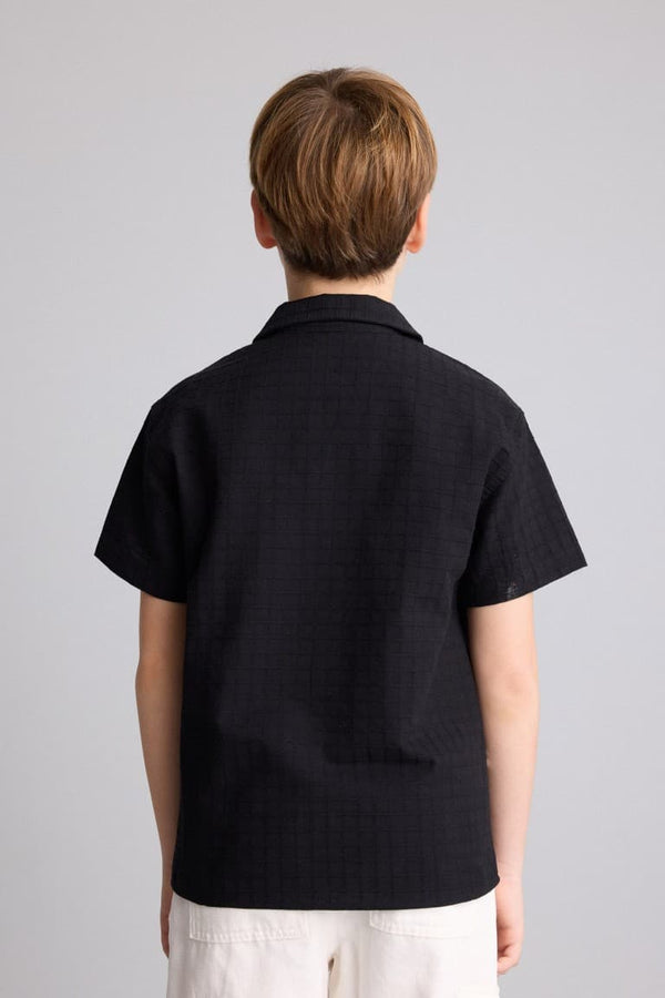 100% Cotton Regular Fit Polo Collar Tropical Patterned Short Sleeve Shirt for Boys