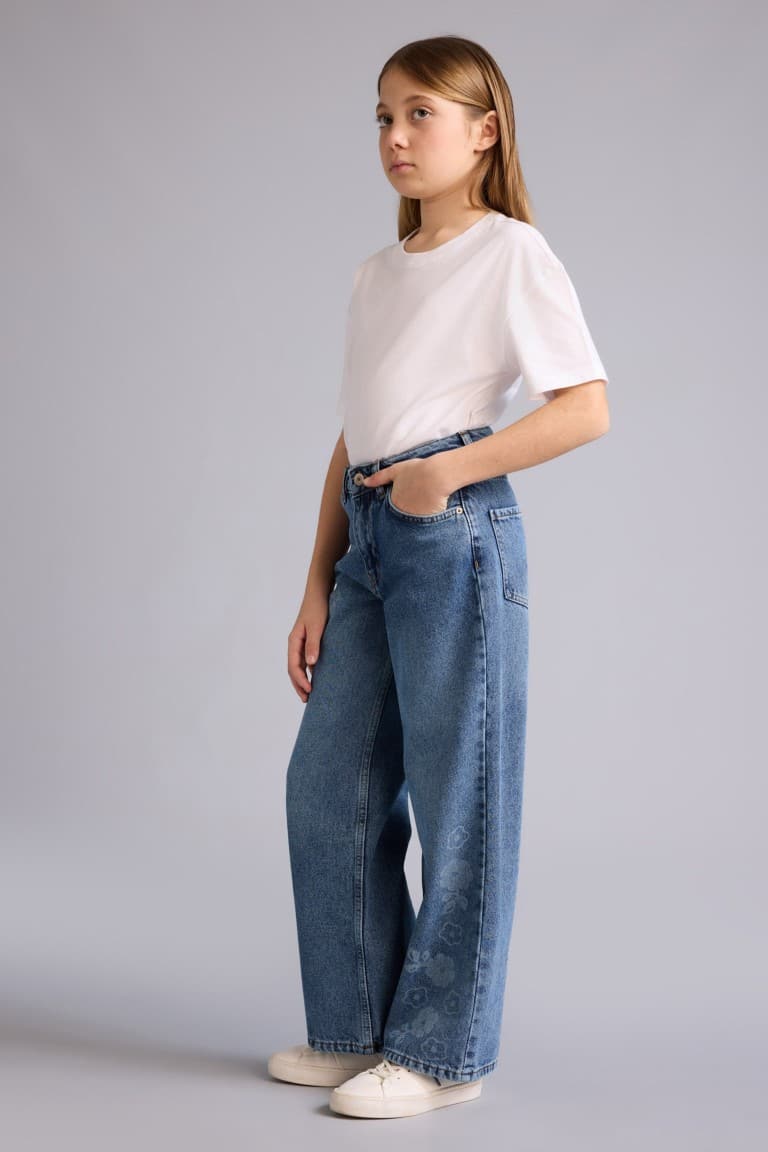 Girls Straight Wide Jean Pants