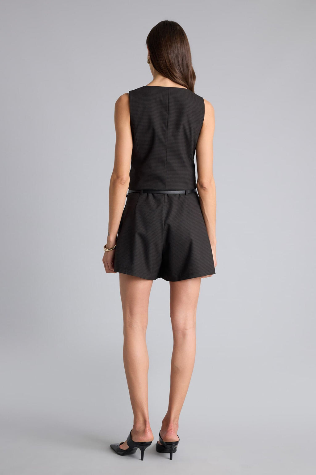 Striped Belted Short Skirt