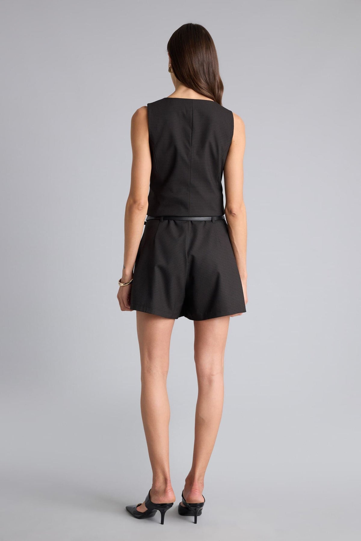 Striped Belted Short Skirt