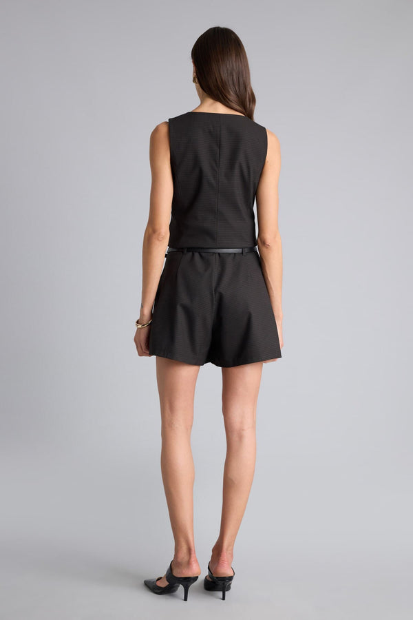 Striped Belted Short Skirt