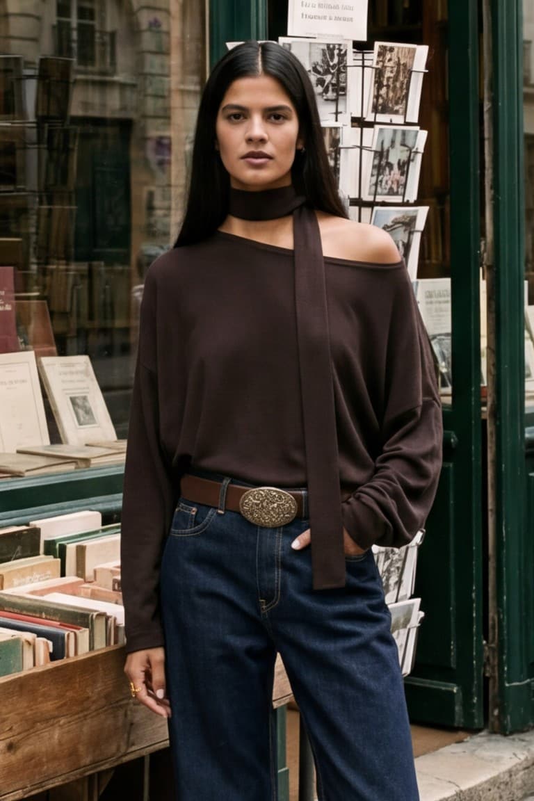 Loose Fit Boat Neck T-Shirt