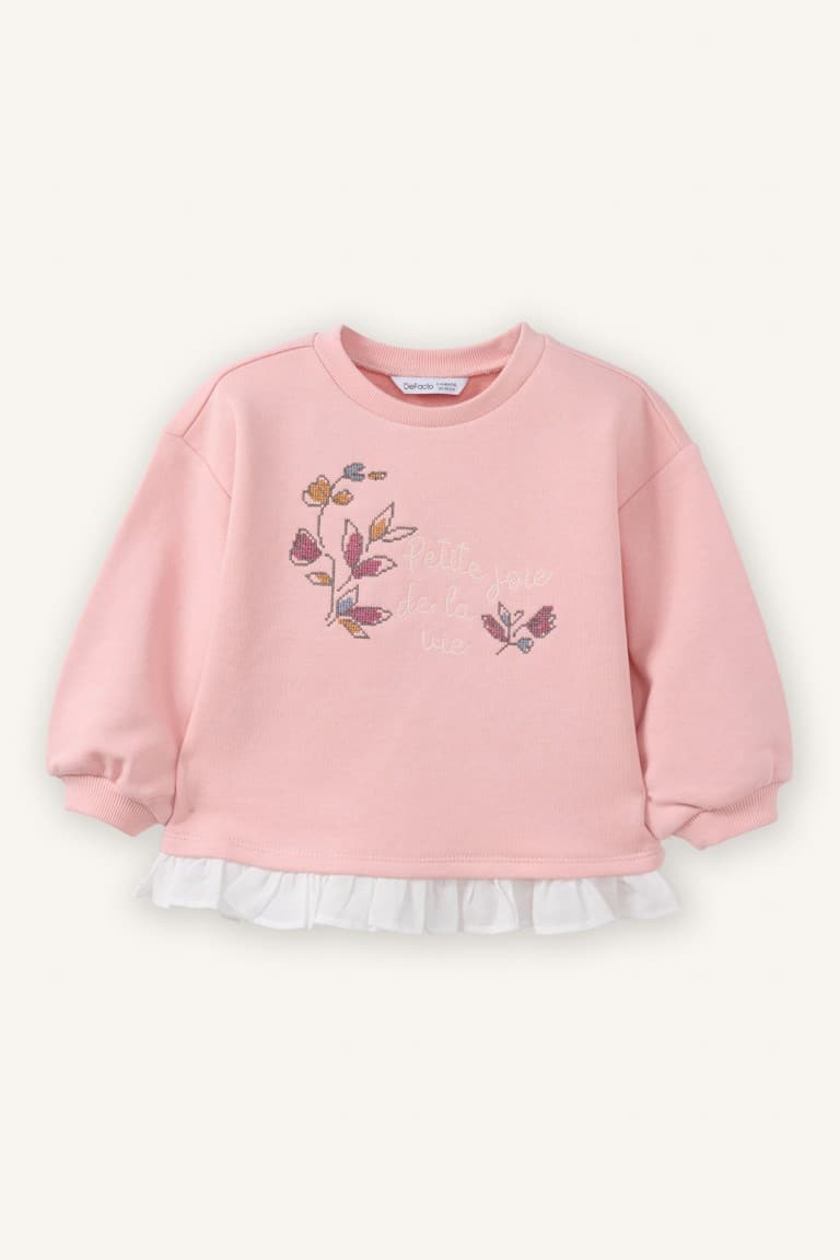 Ruffle Detailed Floral Sweatshirt Baby Girl