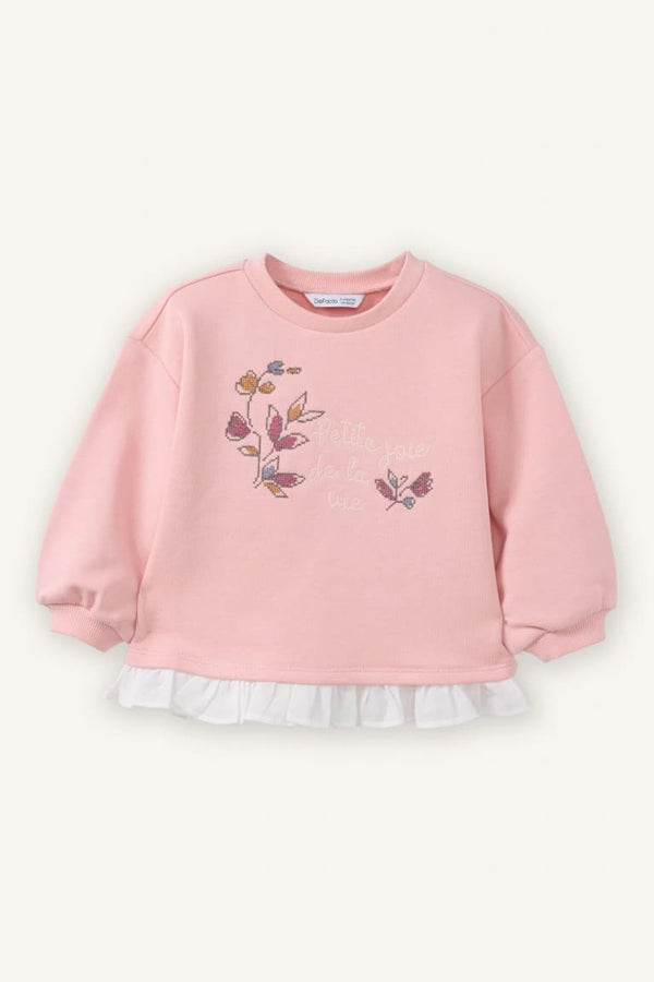 Ruffle Detailed Floral Sweatshirt Baby Girl