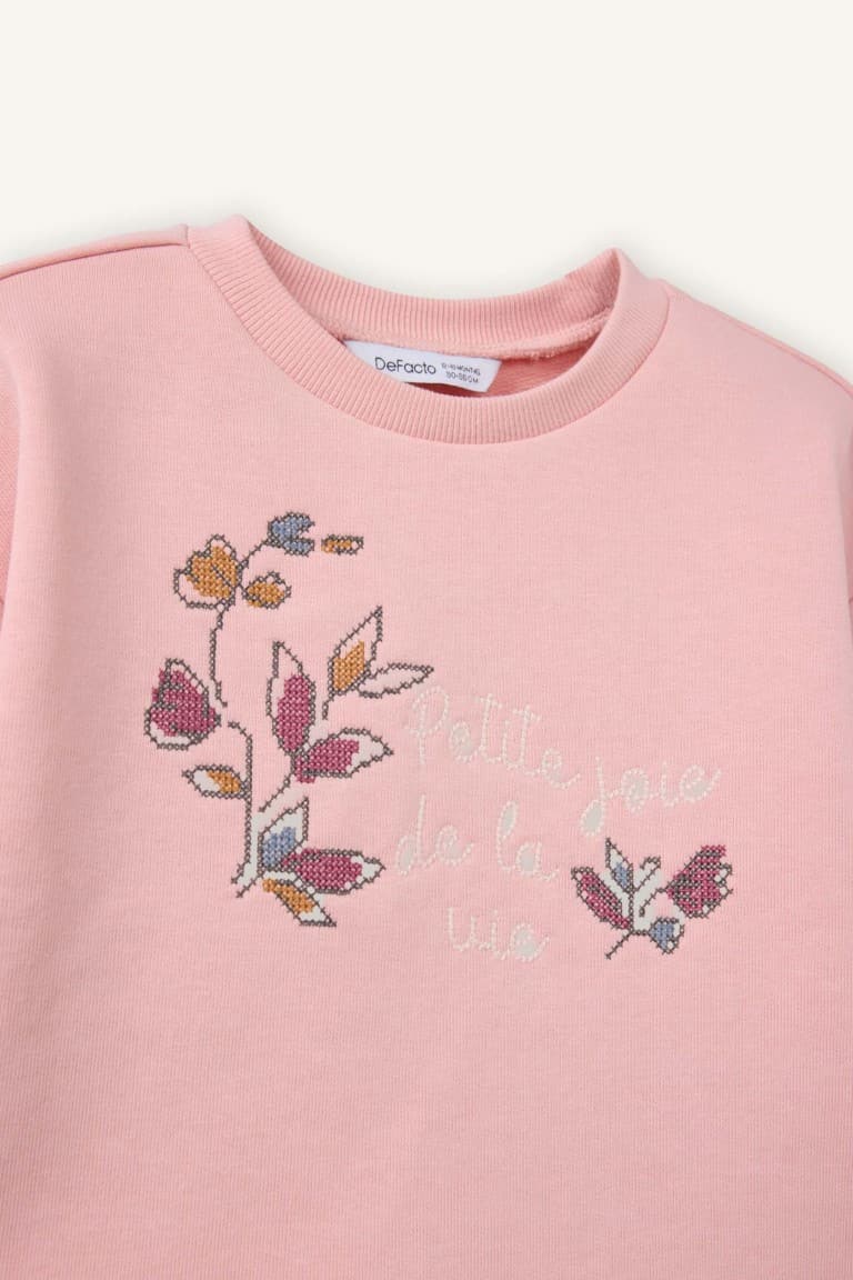 Ruffle Detailed Floral Sweatshirt Baby Girl