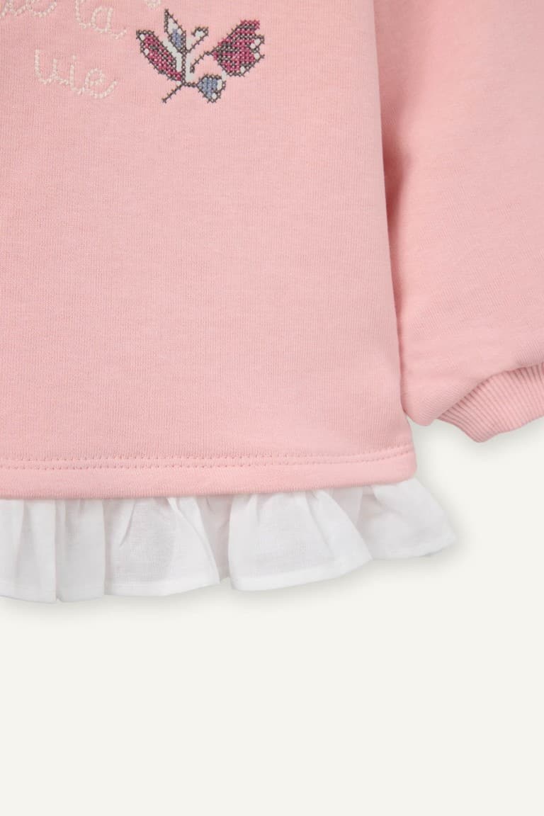 Ruffle Detailed Floral Sweatshirt Baby Girl