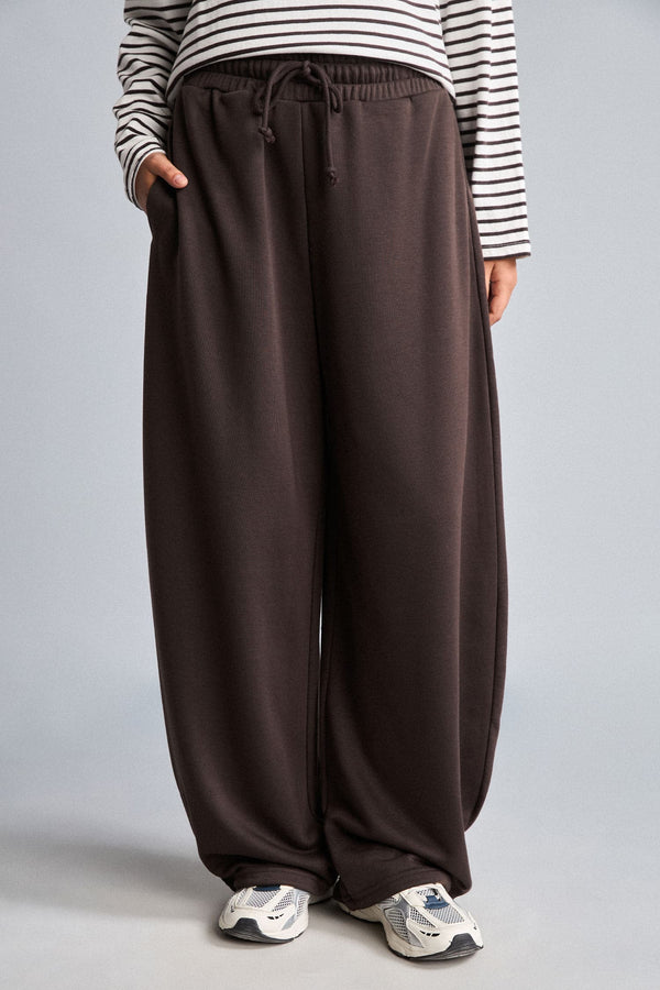 Balloon Fit Lace-Up Waist Wide Leg Sweatpants