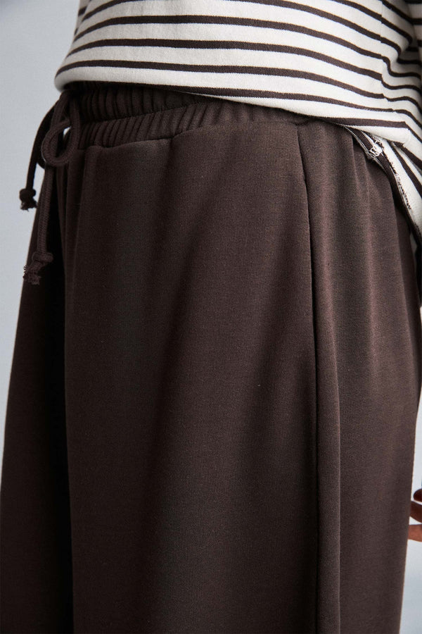 Balloon Fit Lace-Up Waist Wide Leg Sweatpants