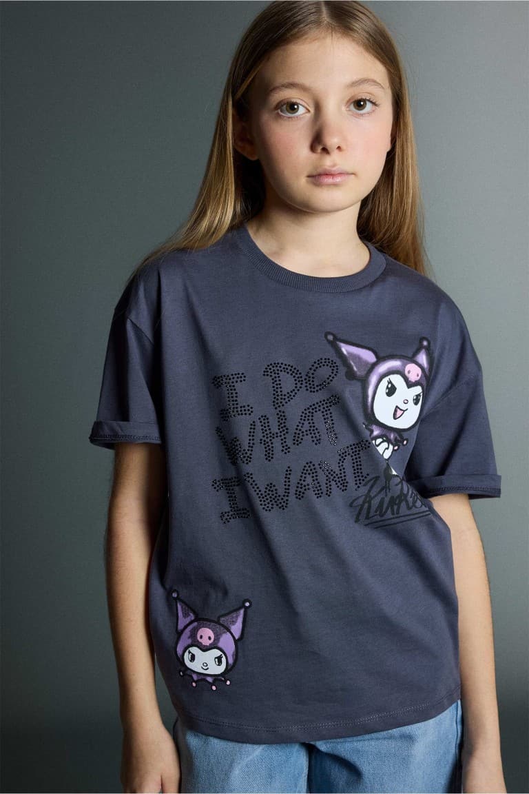 100% Cotton Curor Overless Short Sleeve Anthracite T-Shirt For Girls Main image