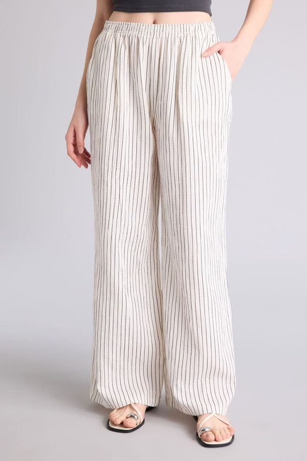 Wide Leg Pocket Detailed Normal Waist Standard Size Muslin Trousers
