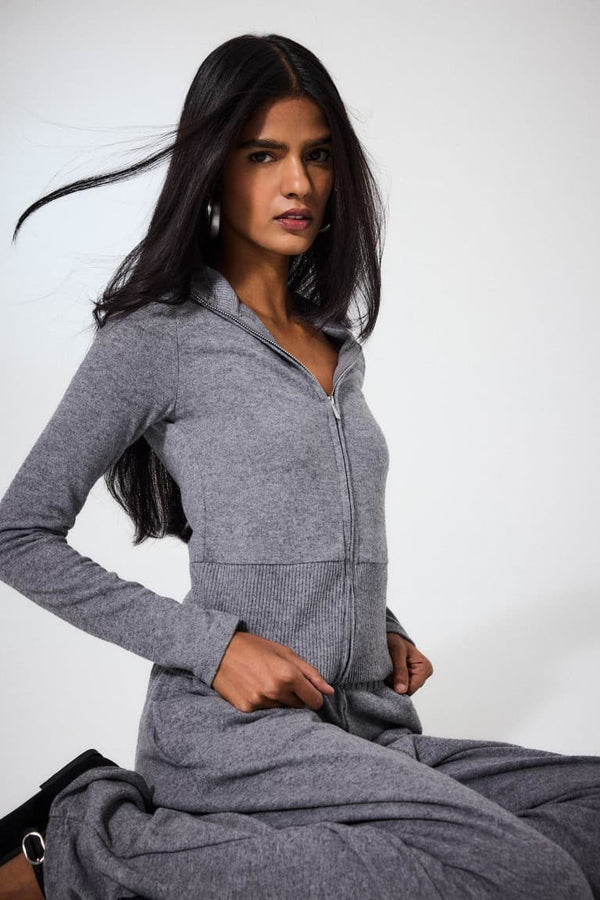 Fitted Half Turtleneck Cardigan