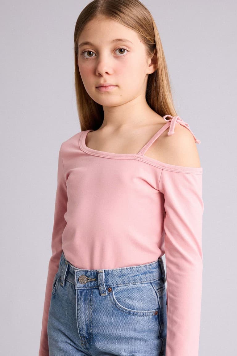 Boat Neck Combed T-Shirt Girl Main image