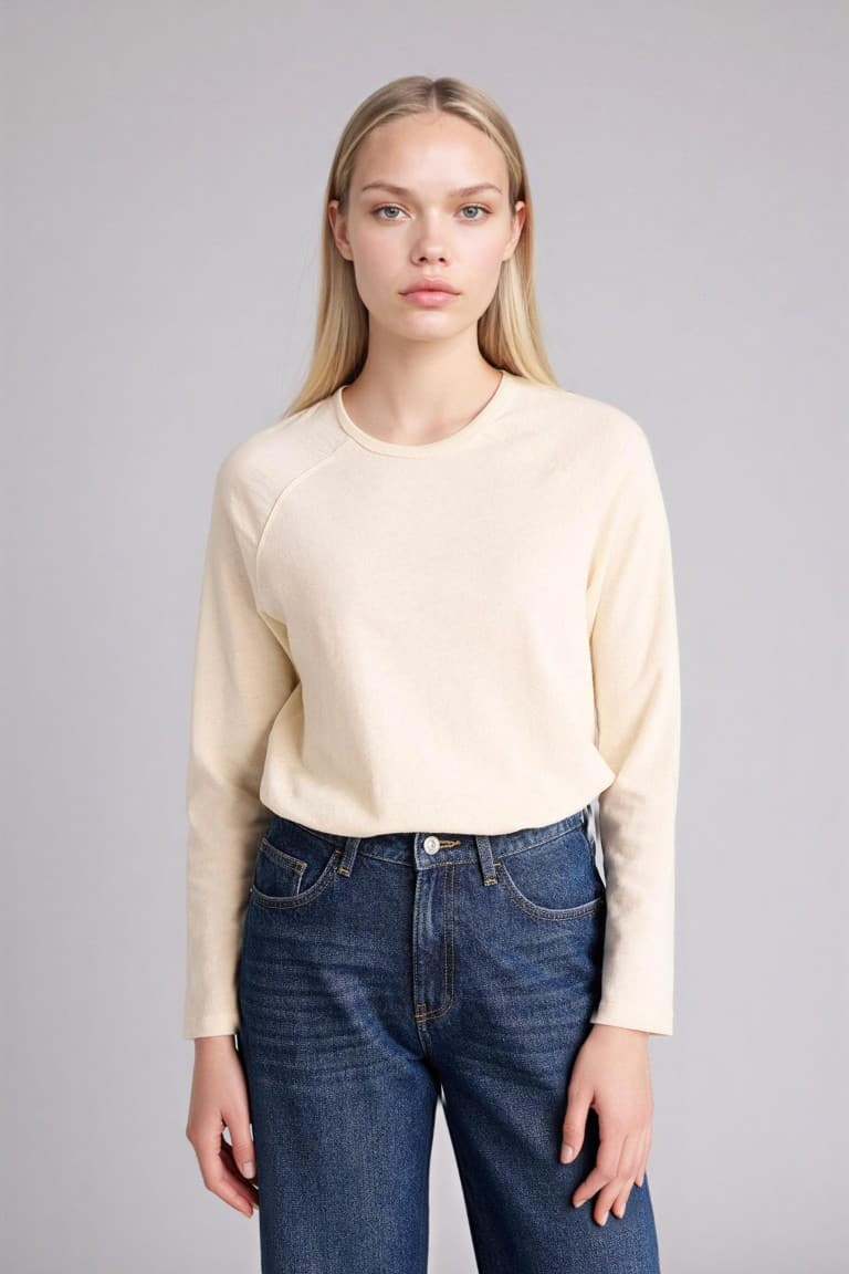 Regular Crew Neck Pressure Straight Long Sleeve T-Shirt Main image