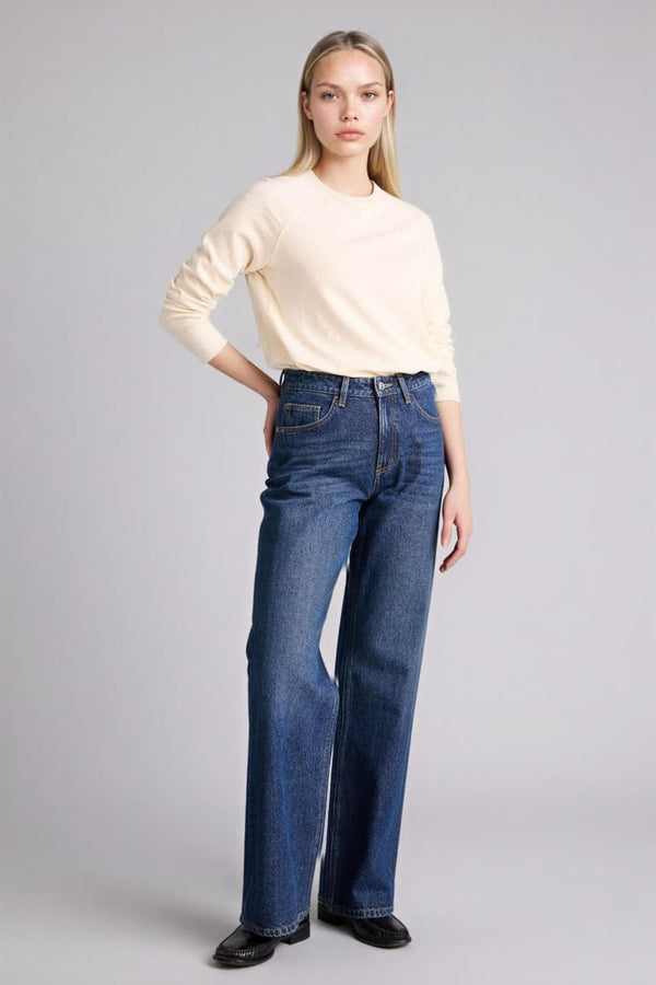Regular Crew Neck Pressure Straight Long Sleeve T-Shirt
