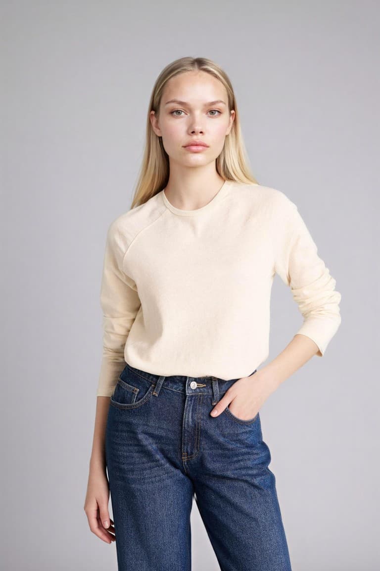 Regular Crew Neck Pressure Straight Long Sleeve T-Shirt