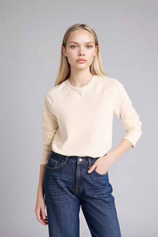 Regular Crew Neck Pressure Straight Long Sleeve T-Shirt