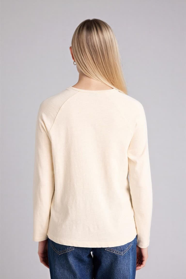 Regular Crew Neck Pressure Straight Long Sleeve T-Shirt