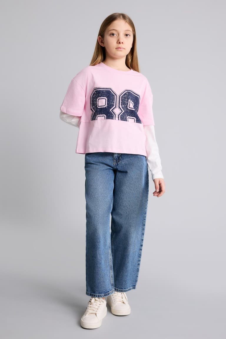 Patterned Combed T-Shirt Girl