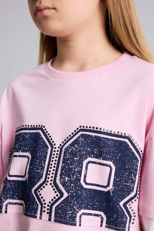 Patterned Combed T-Shirt Girl