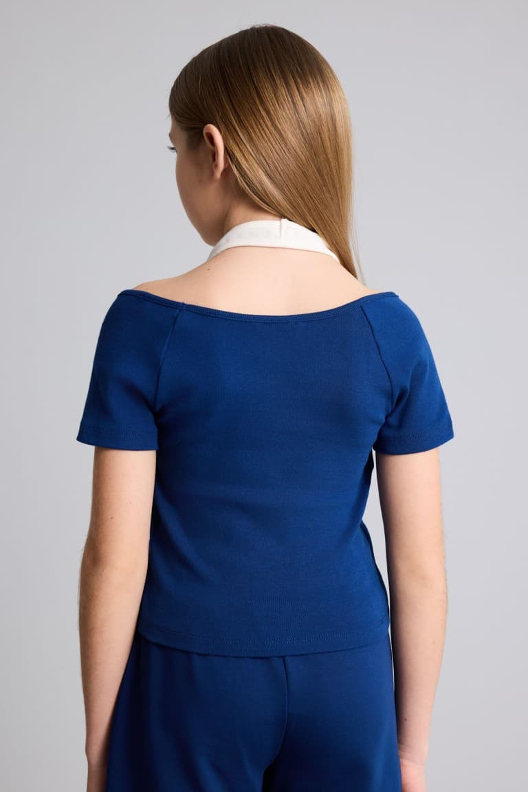 Star Patterned Rib T-Shirt Girl