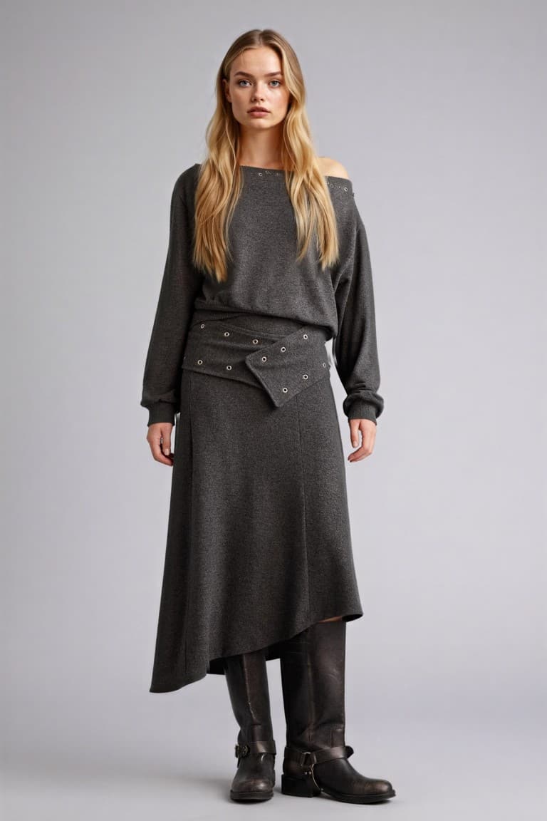 A Line Normal Waist Midi Skirt