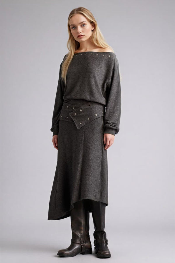A Line Normal Waist Midi Skirt