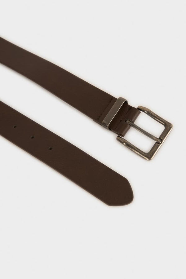 Mens Rectangle Buckle Faux Leather Daily Belt