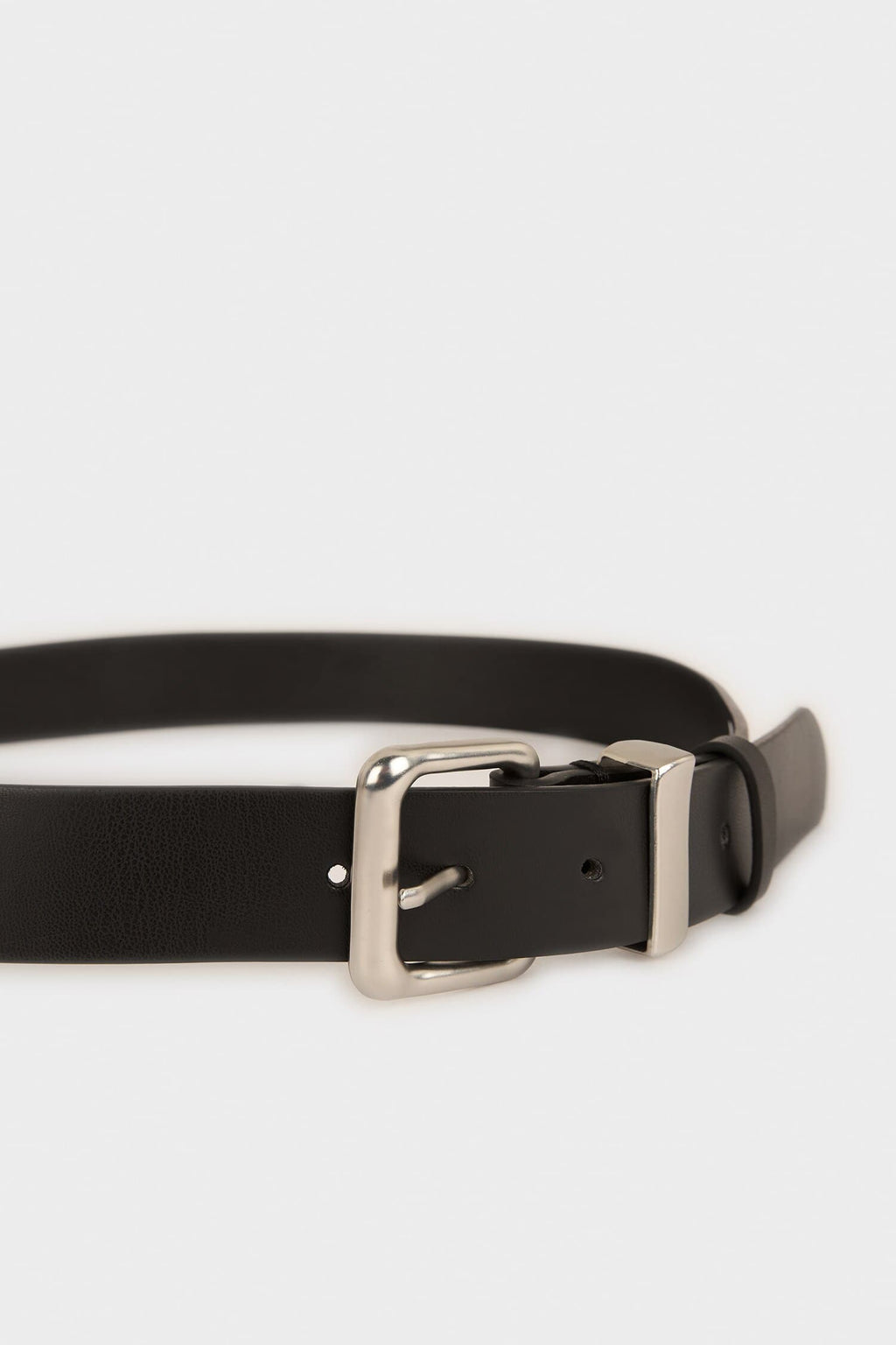Mens Rectangle Buckle Faux Leather Daily Belt