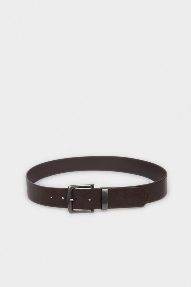 Mens Rectangle Buckle Faux Leather Daily Belt