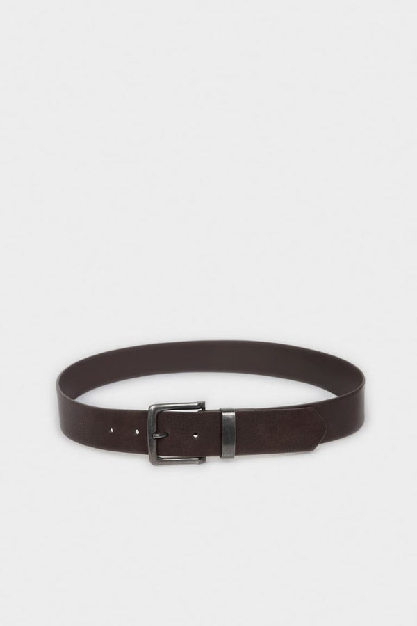 Mens Rectangle Buckle Faux Leather Daily Belt