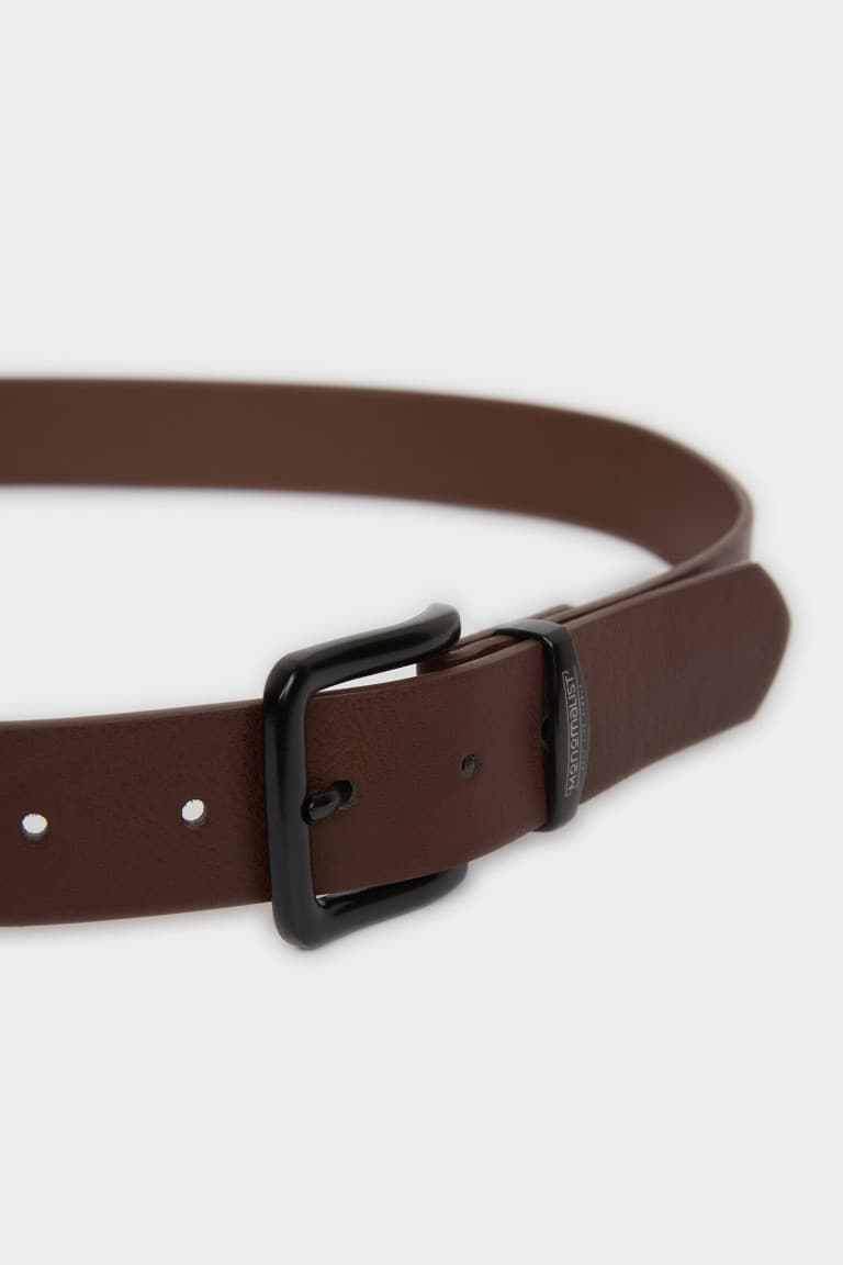 Mens Rectangle Buckle Faux Leather Daily Belt Secondary image