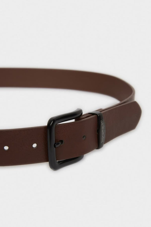 Mens Rectangle Buckle Faux Leather Daily Belt