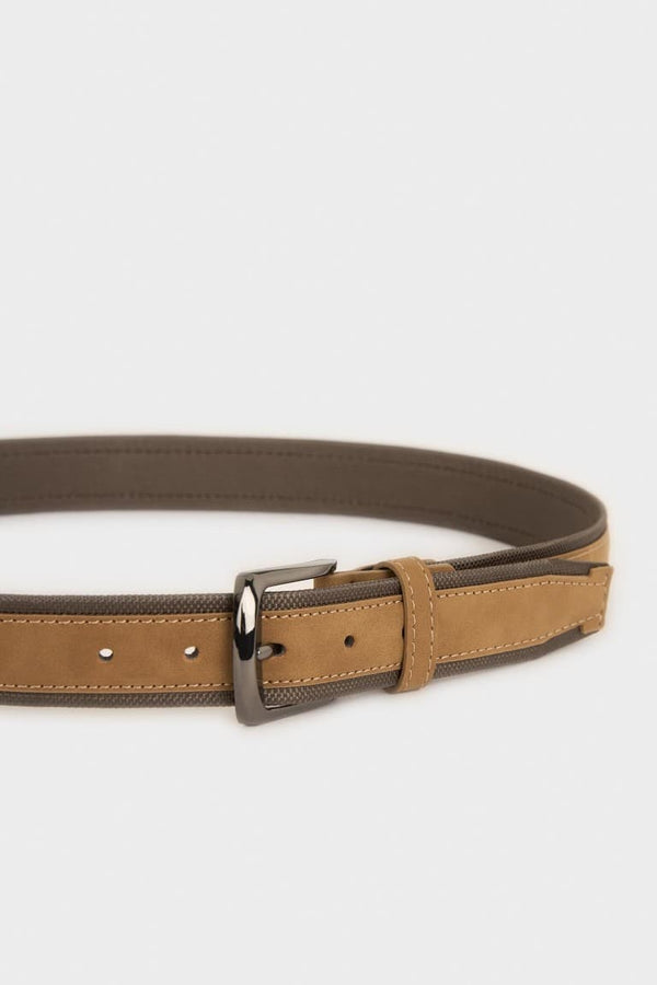 Mens Rectangle Buckle Faux Leather Daily Belt