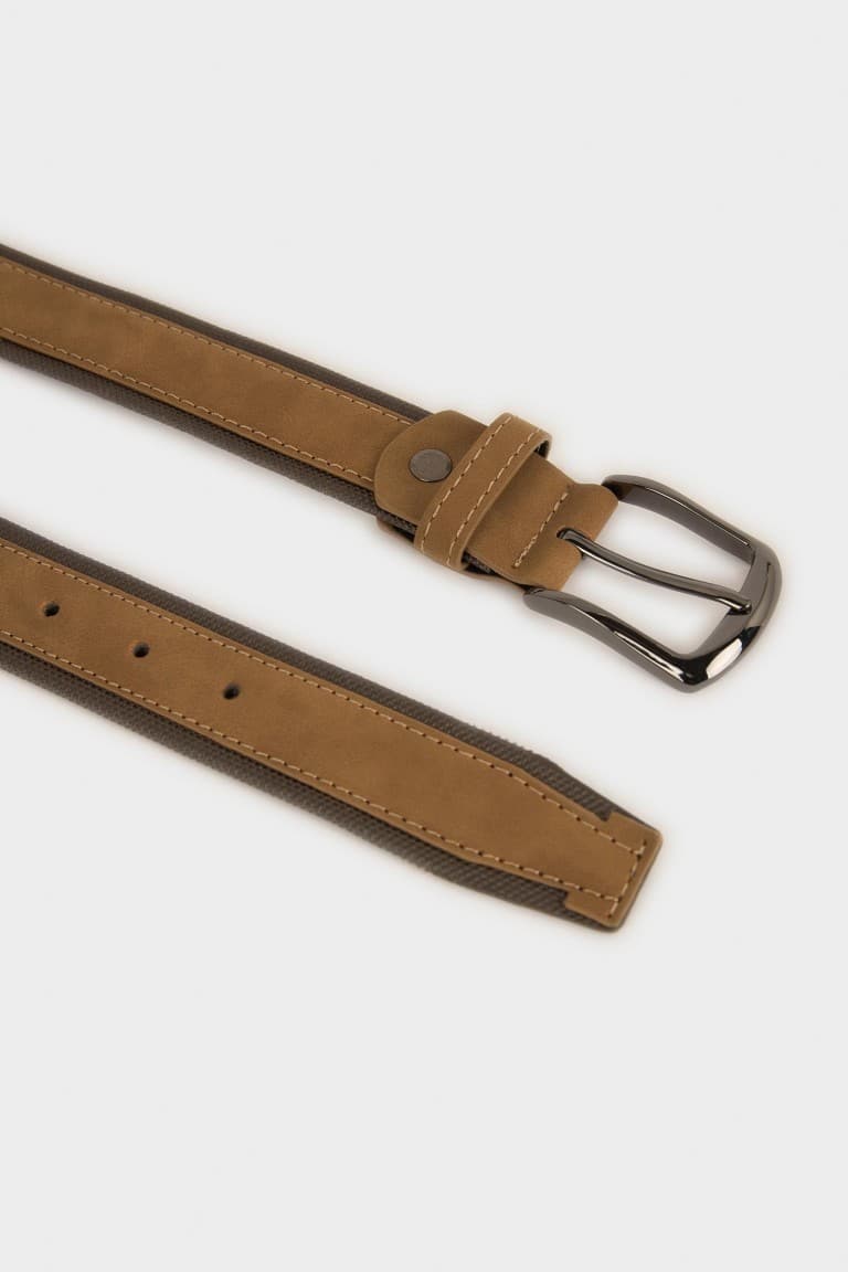 Mens Rectangle Buckle Faux Leather Daily Belt