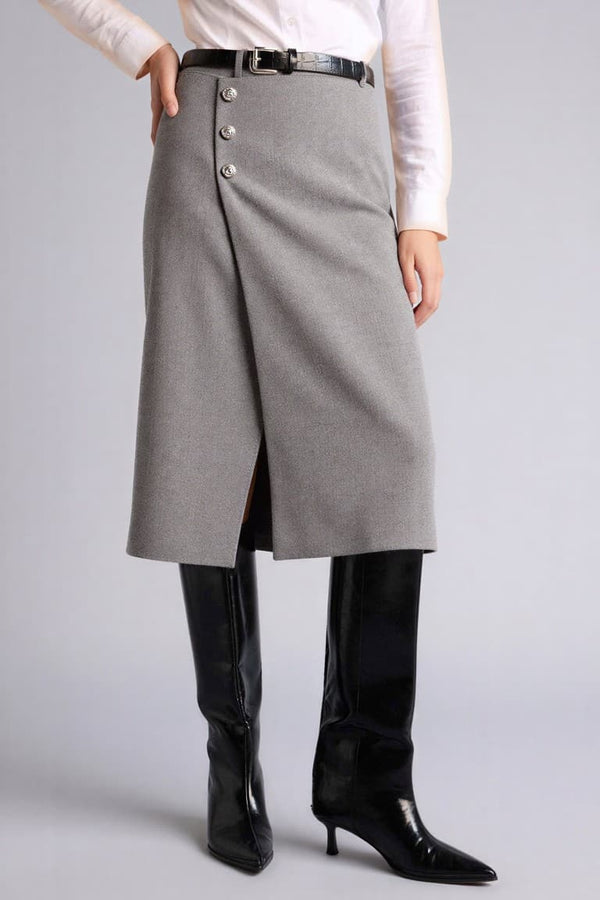 Regular Waist Taffeta Midi Skirt