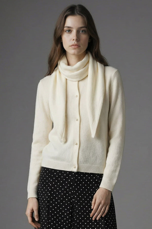 Scarf Regular Fit, Crew Neck Knitwear Cardigan