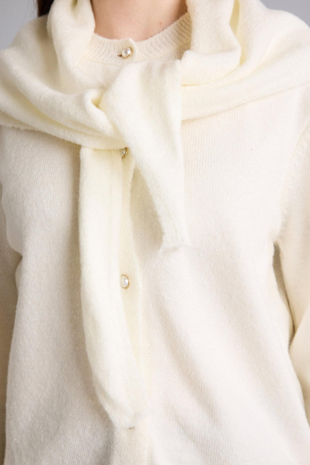 Scarf Regular Fit, Crew Neck Knitwear Cardigan