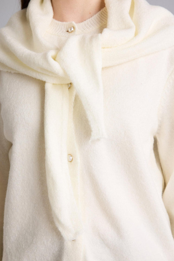 Scarf Regular Fit, Crew Neck Knitwear Cardigan