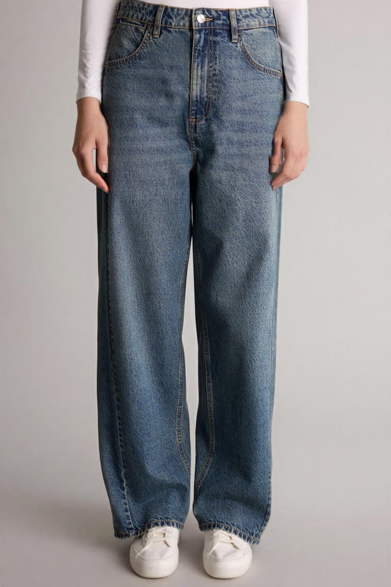 Baggy Fit High Waist Straight Leg Long Jeans